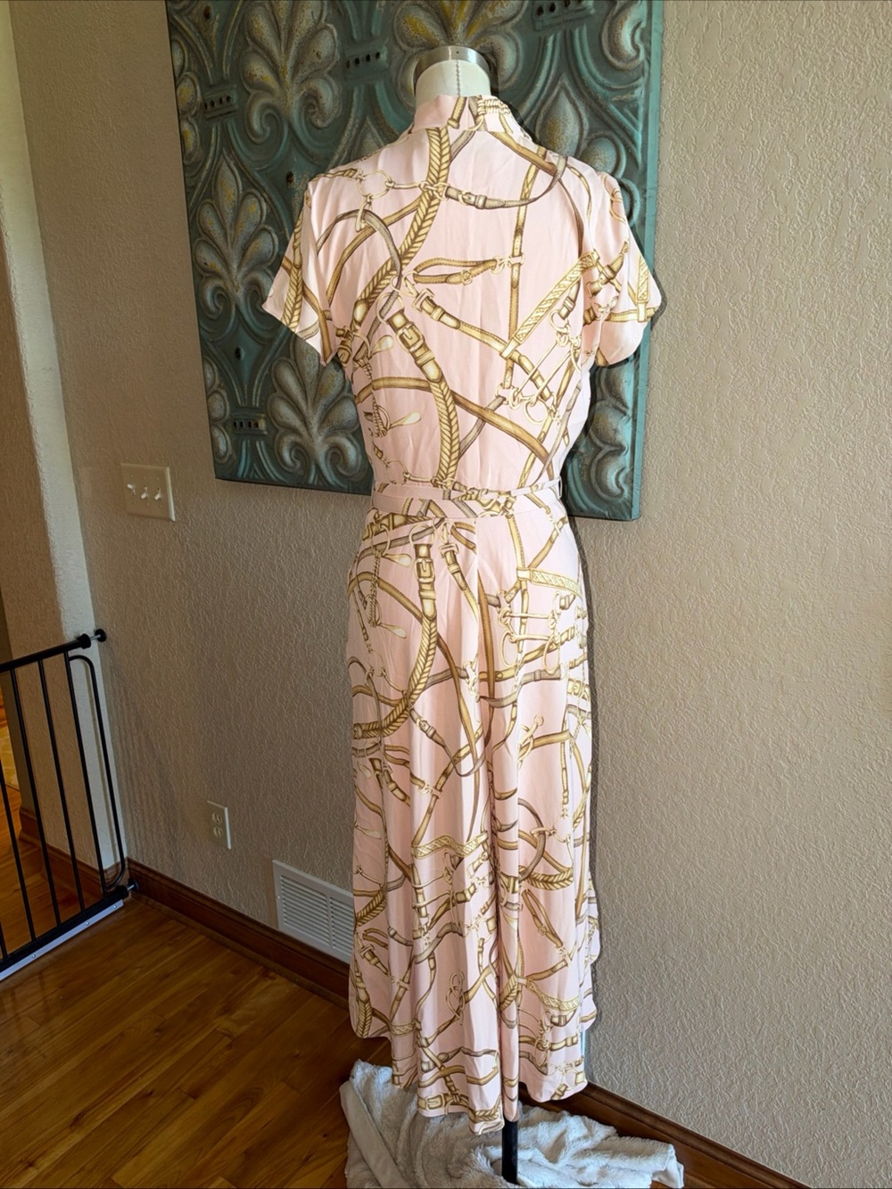 Lauren Ralph Lauren Dress Womens 2 Pink Equestrian Belt Print Midi Crepe Belted - Picture 5 of 11
